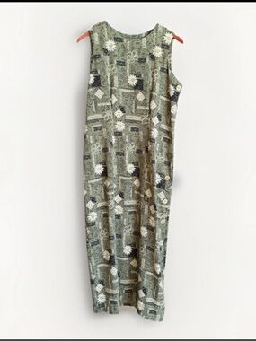 R&K Originals Vintage 90s Maxi Sleeveless Dress Floral Green Size 8 Indie Boho